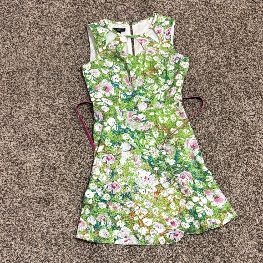 AGB Green and Pink Abstract Dress